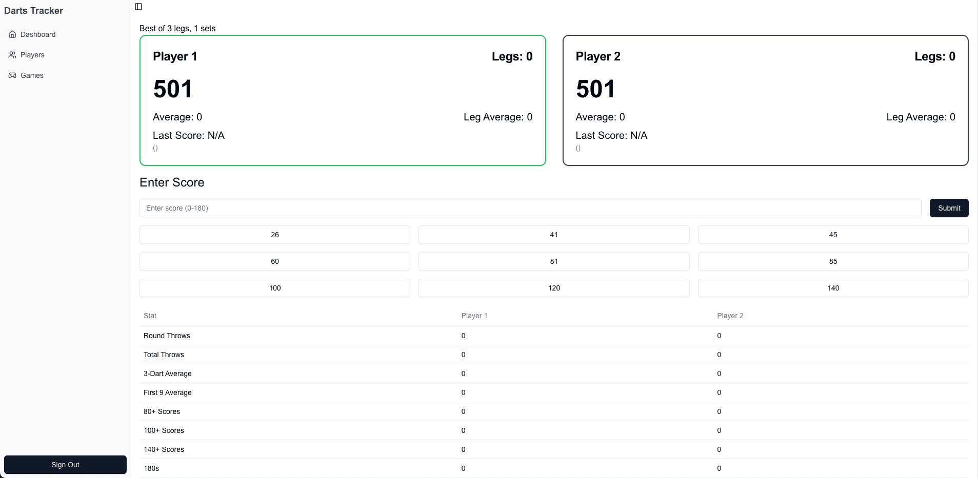 Darts Tracker Screenshot